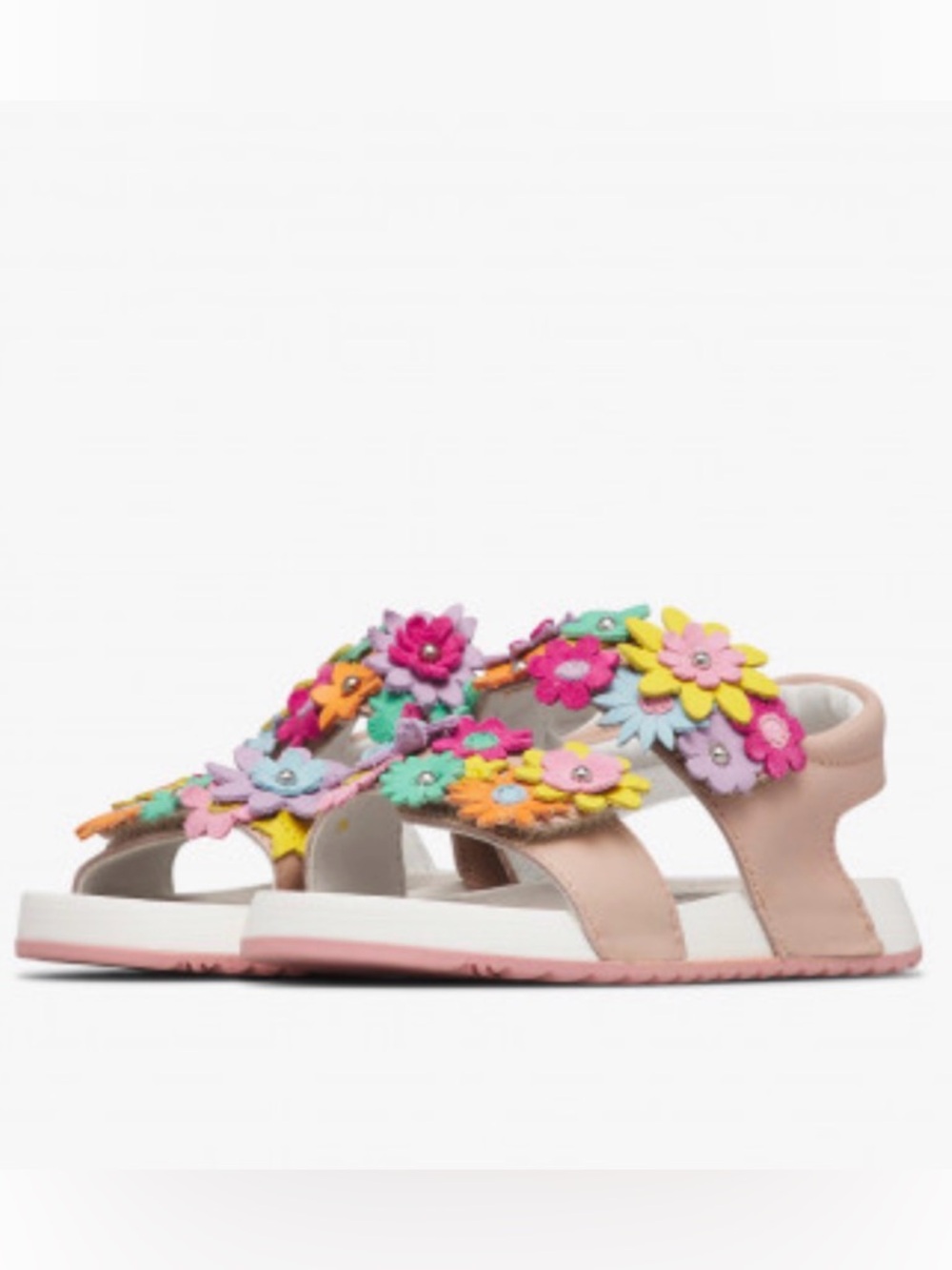 NWT NATURINO NUMEES 2. Leather sandals with applied flowers in Powder pink